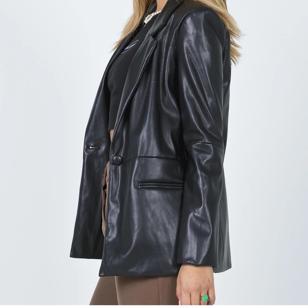 Princess Polly Morrison Faux Leather Black Blazer